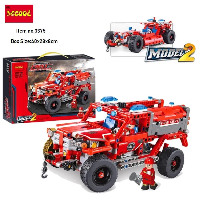 2Model Decool city 3375 523pcs firman rescue vehicle 911 Fire engine car firefighter building blocks bricks - DECOOL