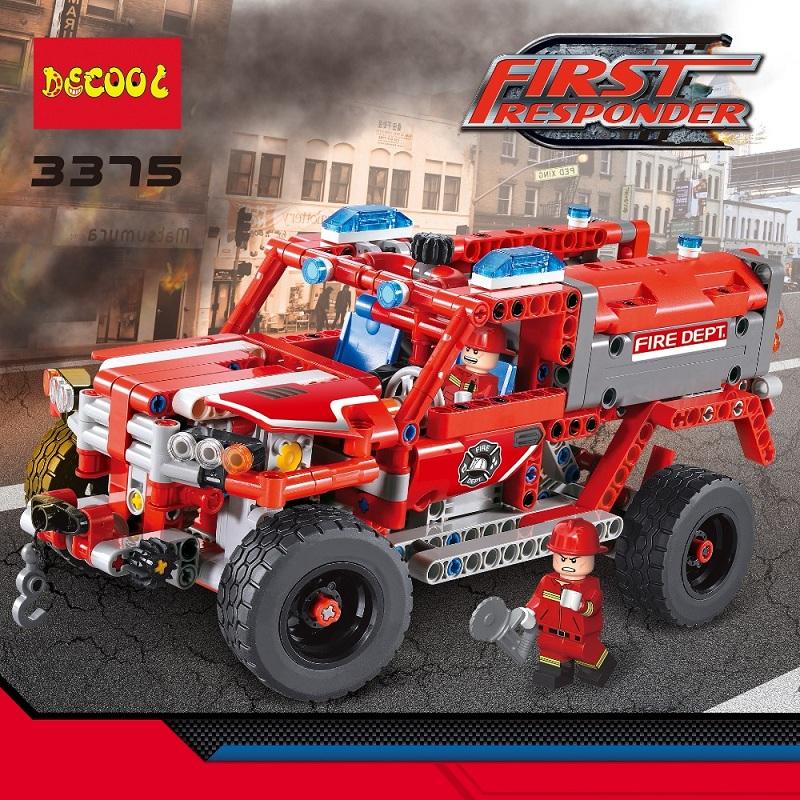 2Model Decool city 3375 523pcs firman rescue vehicle 911 Fire engine car firefighter building blocks bricks 1 - DECOOL