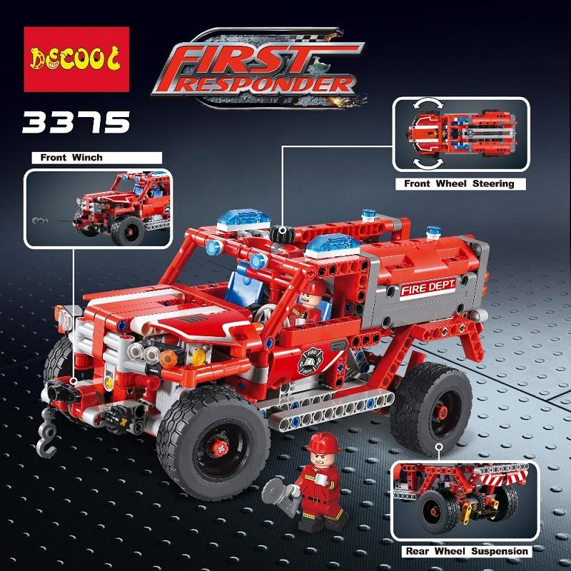 2Model Decool city 3375 523pcs firman rescue vehicle 911 Fire engine car firefighter building blocks bricks 2 - DECOOL