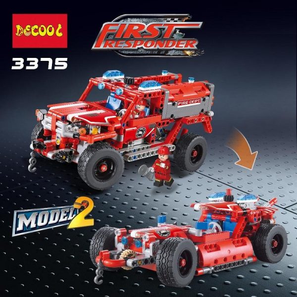 2Model Decool city 3375 523pcs firman rescue vehicle 911 Fire engine car firefighter building blocks bricks 3 - DECOOL