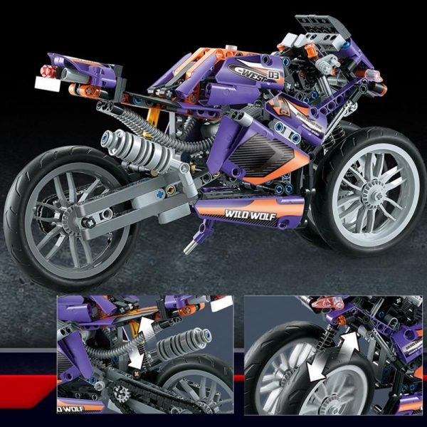 33004 MecFactor Purple Flame Giant Wheel Motorcyle 485Pcs Building Blocks Technic toys for children 2 - DECOOL