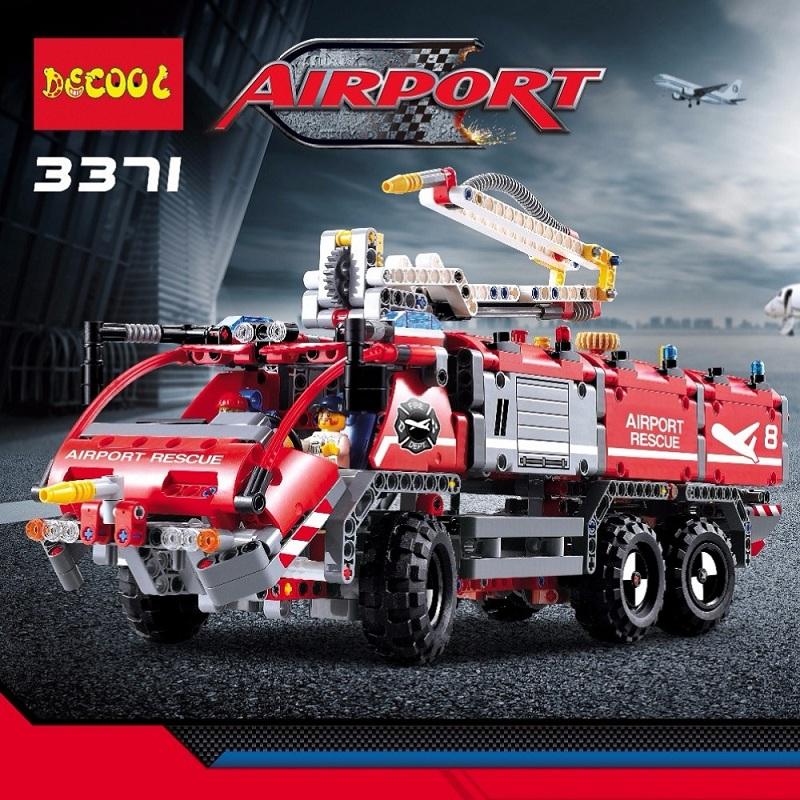 Decool 3371 1110pcs Airport rescue vehicle model 2 Legoings 3D DIY Figures toys for children educational - DECOOL