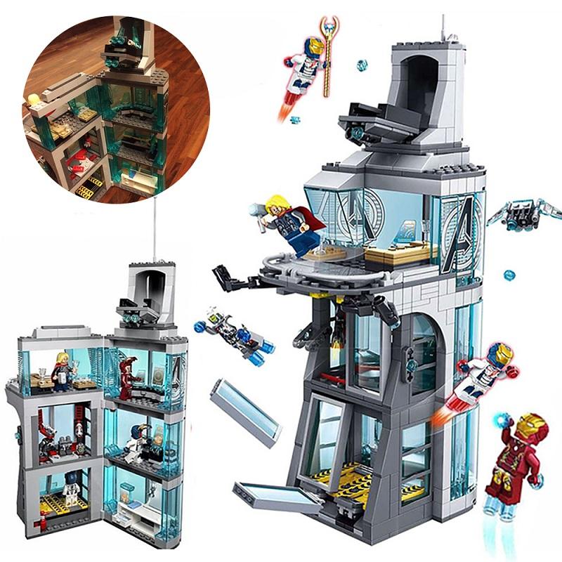 Decool compatible legoed Marvel Attack The Avengers Tower building blocks children assemble toys figures Iron Spide - DECOOL