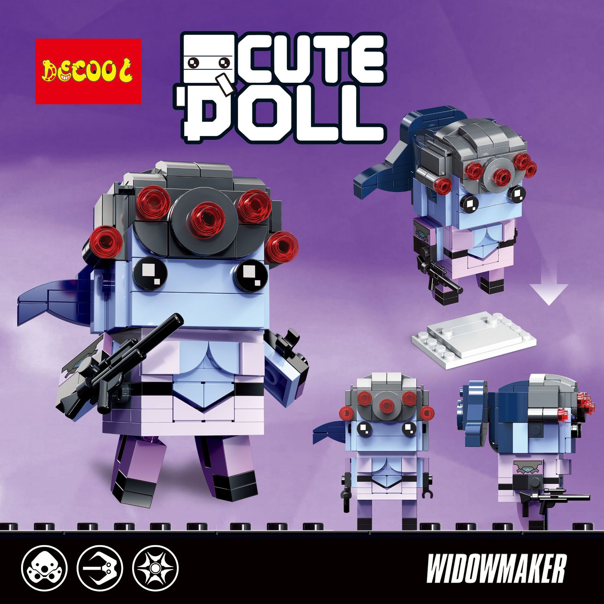 DECOOL 6850 Overwatch square head boy: Widowmaker CuteDoll: WIDOWMAKER Movie Series 