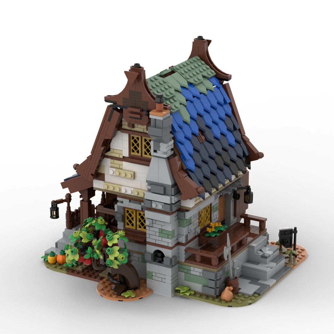authorized moc 82443 medieval water mill main 3 - DECOOL