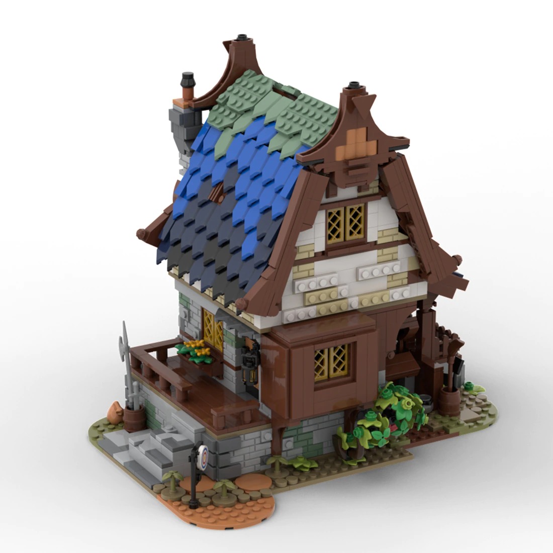 authorized moc 82443 medieval water mill main 4 - DECOOL