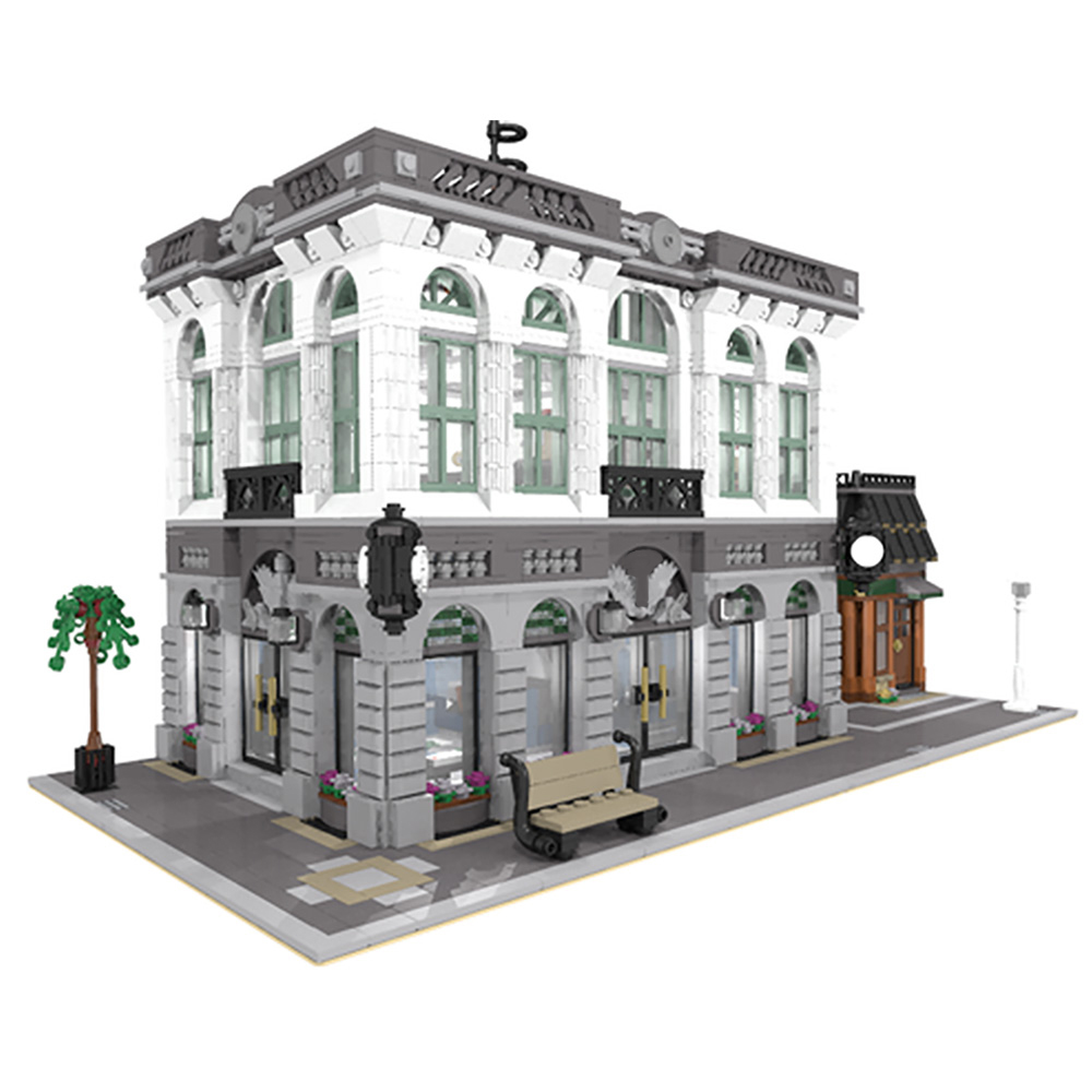 MOC 10811 Brick Bank with Coffee Shop 2 - DECOOL